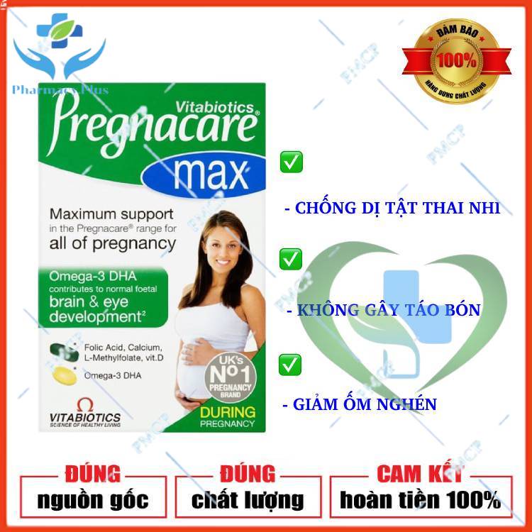 Vitamin tổng hợp cho bà bầu Pregnacare Max, Anh (84 viên) bổ sung Vitamin C, D3, DHA, Axit Folic cho bà b