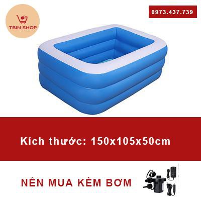 [LOẠI 1,5M 3 TẦNG] Bể bơi phao trong nhà cho bé 3 tầng hình chữ nhật 150x105x50 bồn tắm hơi cho bé