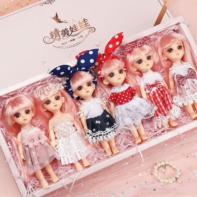Búp bê Barbie 17cm Váy cưới Bộ hộp quà có thể được thay đổi thành nhà chơi mini đồ cô gái