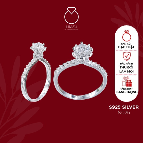 Nhẫn  bạc Ý S925 MiASJ N026 nữ nạm đá cao cấp, sang trọng