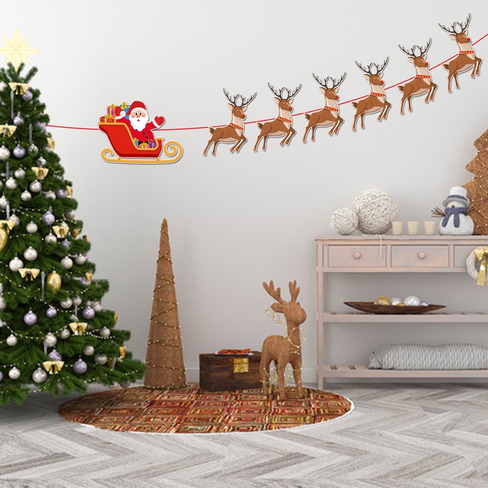 Cờ Trang Trí Giáng Sinh Hình Ông Già Noel Và Tuần Lộc Sáng Tạo Mẫu Mới 2023