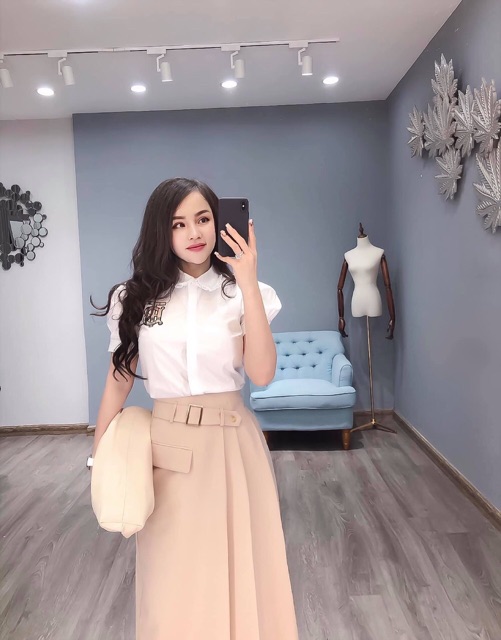 Chân váy xoè dài đai chéo xếp ly QC cực sang | BigBuy360 - bigbuy360.vn