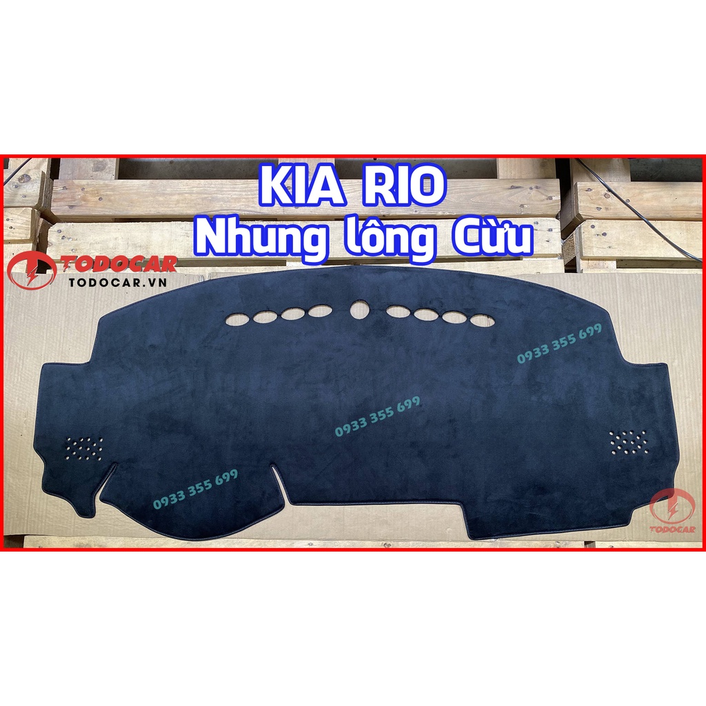 Thảm Taplo KIA RIO bằng Nhung lông Cừu hoặc Da vân Carbon, Da vân Gỗ