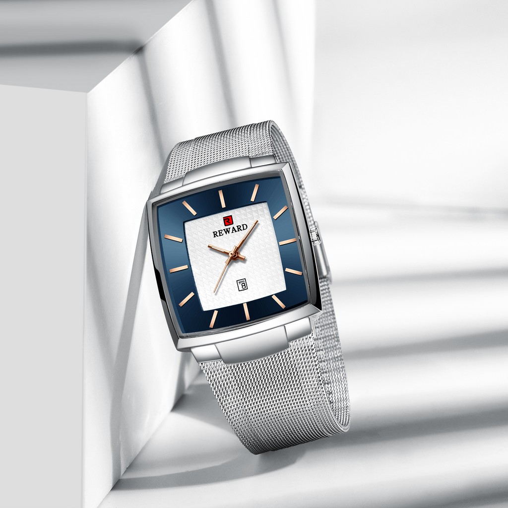 Đồng Hồ Quartz Chống Thấm Nước 62009 Bằng Thép Không Gỉ Với Dây Đeo Dạng Lưới Thời Trang