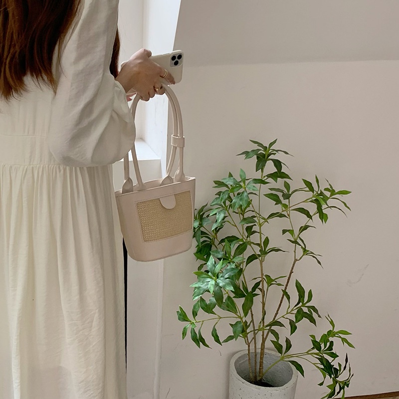 Túi Đeo Vai Chất Liệu Da Kết Hợp Cói Đan - Túi Tiếu Thư - Túi Phong Cách