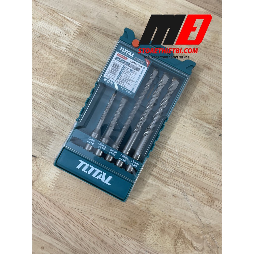 TAC190501 Bộ mũi khoan bê tông đầu gài SDS 5 chi tiết Total