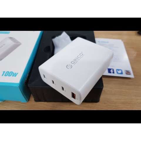 Cốc Sạc nhanh ORICO GAN 100W Orico 4 cổng - ORICO PQ1002UPRO / PV100- 1U3C Hàng chính hãng