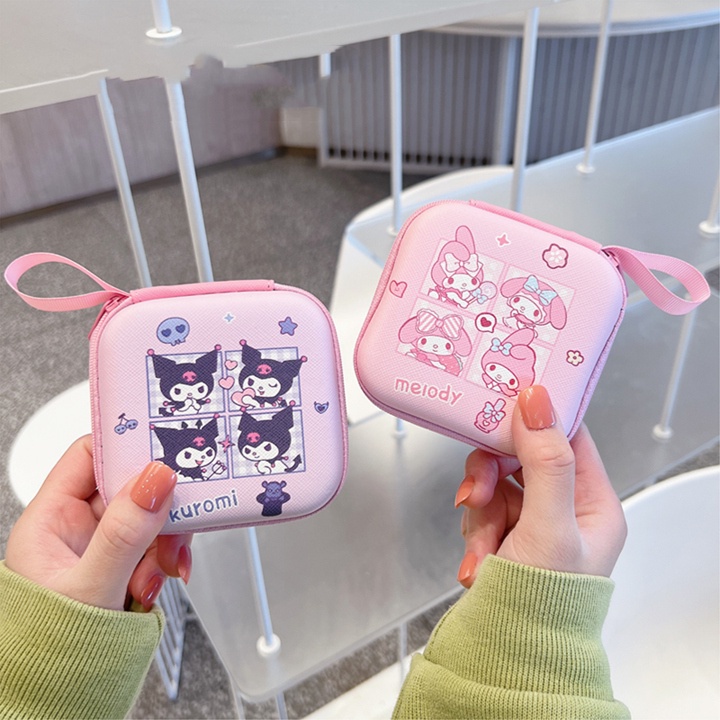 Túi Da PU Họa Tiết Kuromi Melody Dễ Thương Đựng Dây Cáp Sạc/ Tai Nghe Tiện Dụng