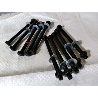 10 bộ bu lông đen chịu lực thân 6 mm dài 80 mm đầu lục giác