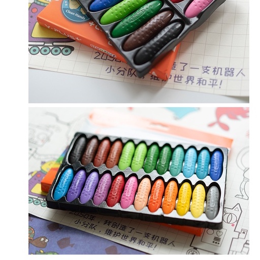 Bút sáp YPlus peanut 12/24 màu, hàng có sẵn. Uk peanut Yplus crayon.