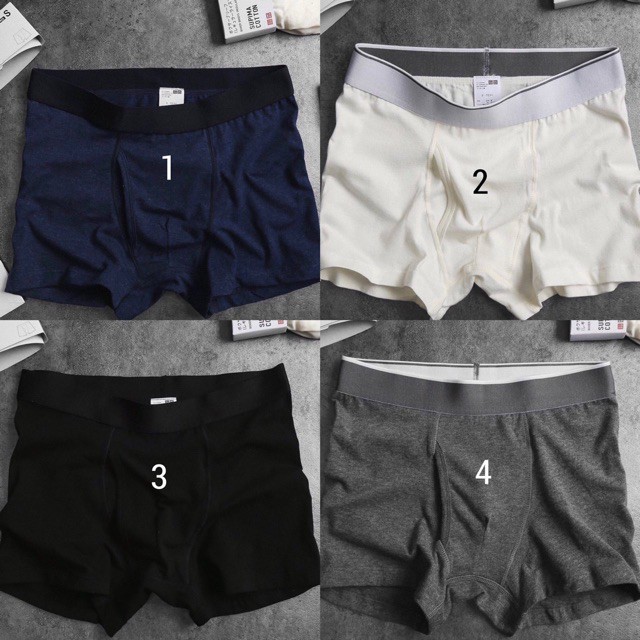 Quần sịp đùi nam - boxer nam cao cấp chất thun cotton co giãn 4 chiều mặc nhẹ như không, 4 màu đen trắng ghi xanh navy