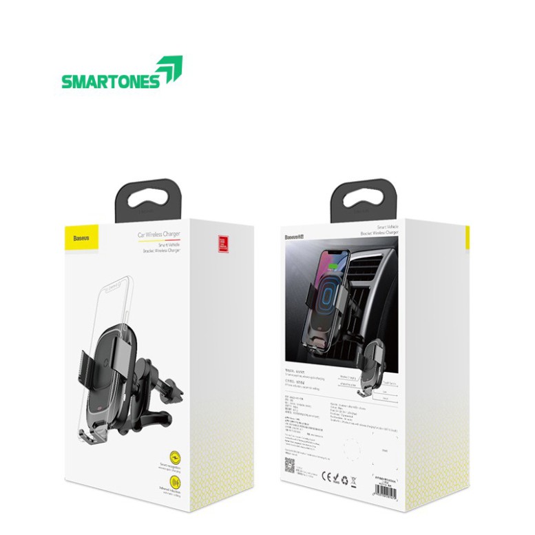 Đế sạc trên ô tô Baseus cảm biến thông minh,Sạc nhanh chuẩn Qi 10W cho iPhone 8/8Plus/X/Xs/ Samsung S8/S9/Note8/9