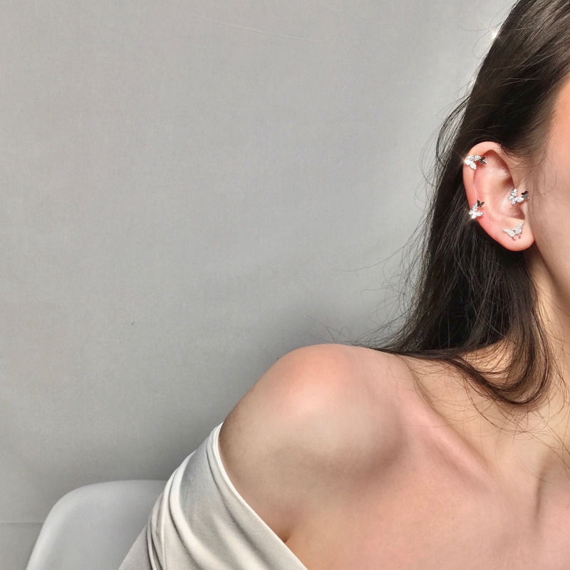 Hoa Tai Dáng Dài Hình Bướm Đính Đá Nhân Tạo Thời Trang