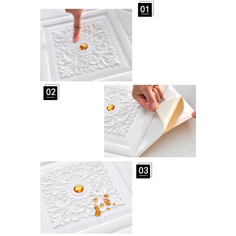 Giấy Dán Tường 3D Tự Dính Bằng PVC Chống Nước Trang Trí Trần Nhà Phòng Khách Phòng Ngủ