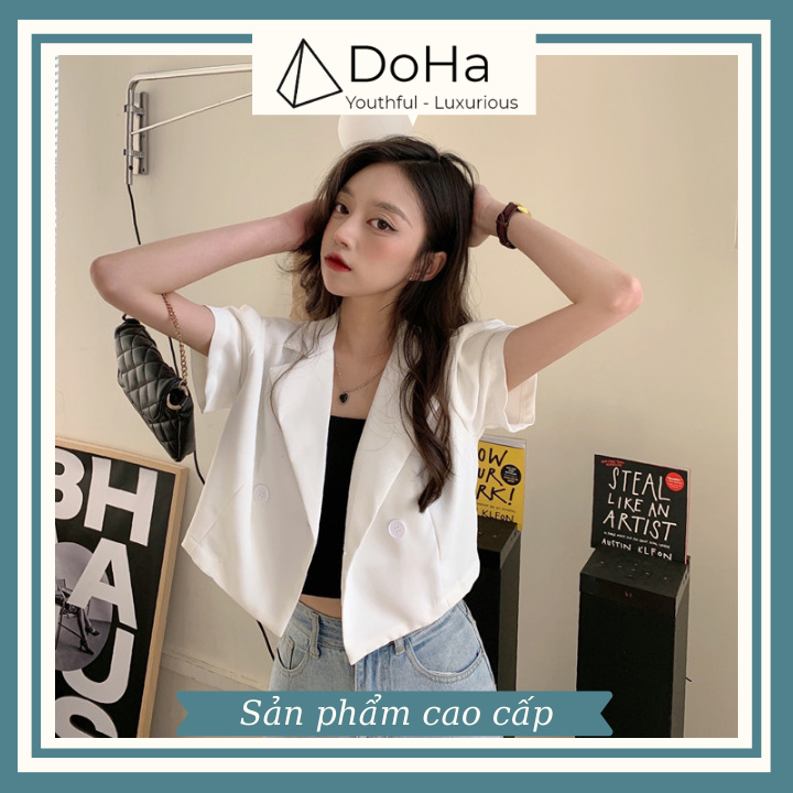 Áo Blazer Nữ Tay Ngắn [FREESHIP-SẢN PHẨM CAO CẤP] Áo Blazer Croptop Phối Nút Hàn Quốc Style Mùa Hè - DOHA STORE | BigBuy360 - bigbuy360.vn