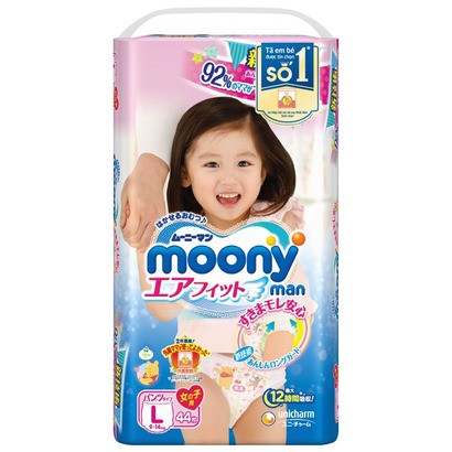 Tã quần Moony L44 Miếng cho bé gái (Cho bé 9 đến 14Kg)