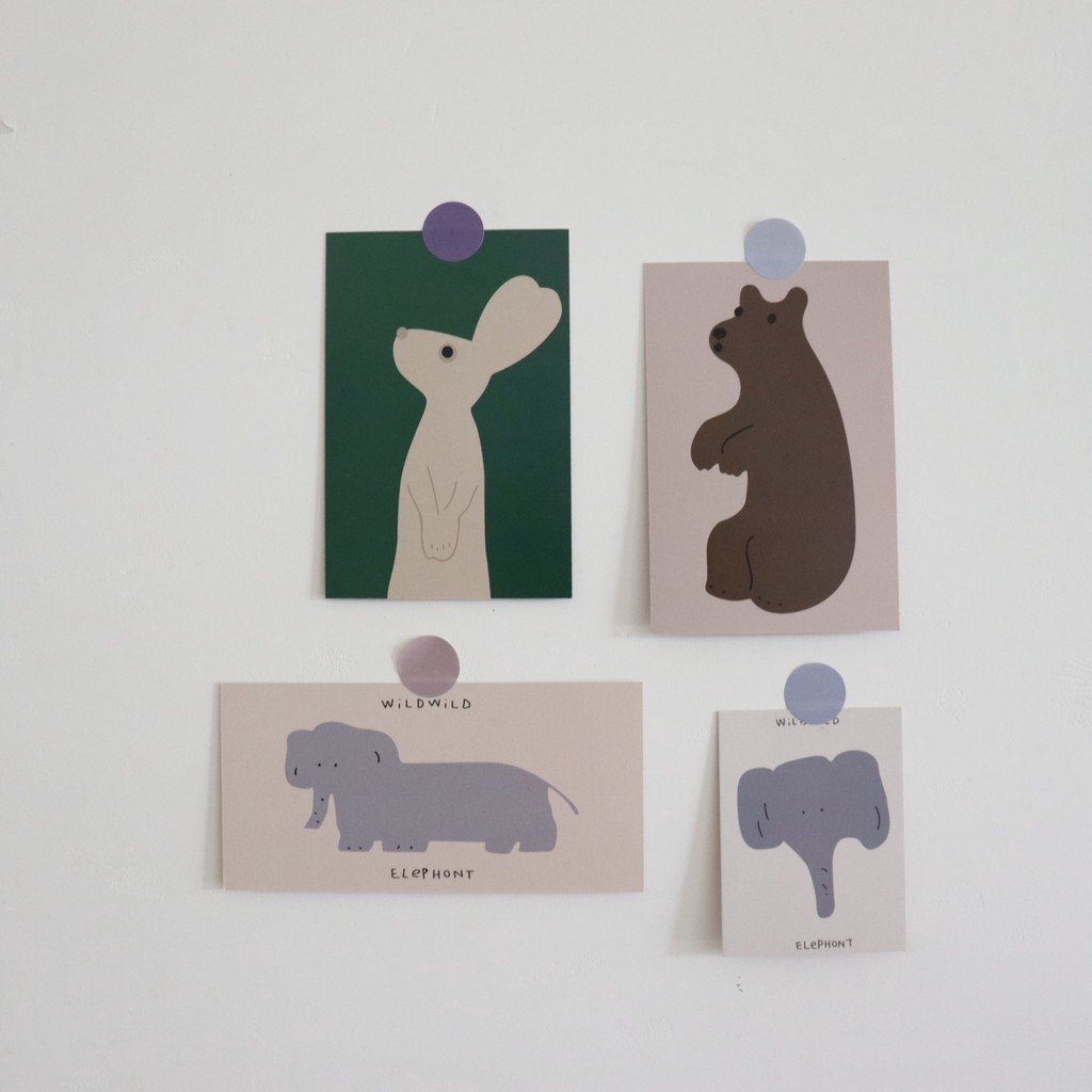 Set of 8 Unique Animal Poster Cards