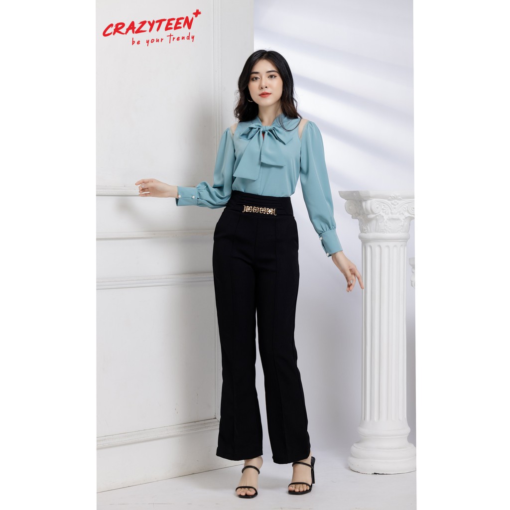 Quần ống loe nữ CRAZYTEEN phong cách thanh lịch, sang trọng(Q0025) | BigBuy360 - bigbuy360.vn