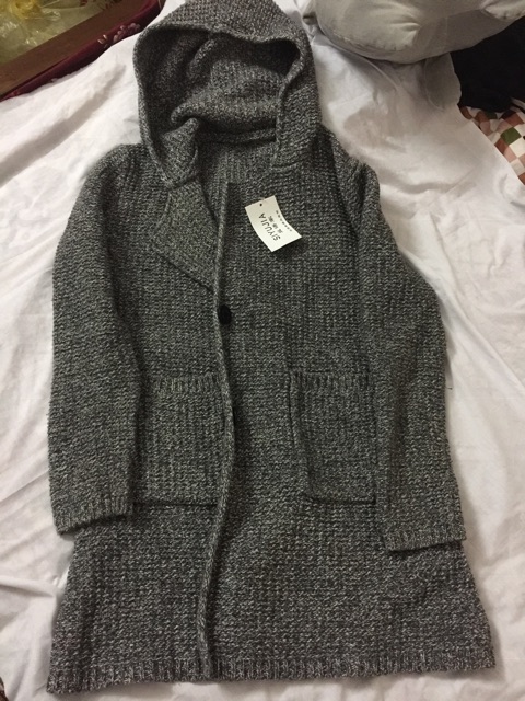Khoác len cardigan mũ
