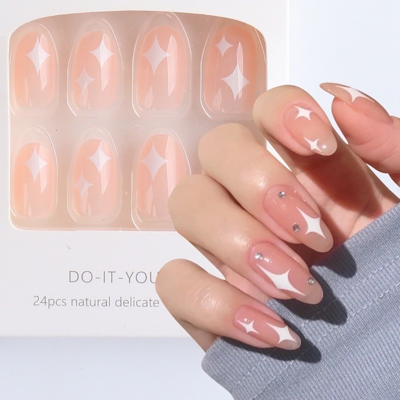 [Hàng mới về] Set 24 móng tay giả dáng ngắn chất liệu acrylic nhiều mẫu tùy chọn có thể tháo ra diy