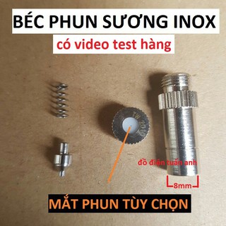 Béc phun sương inox số 2,3,4,5,6,8, đầu béc phun sương kết nối ống 8mm
