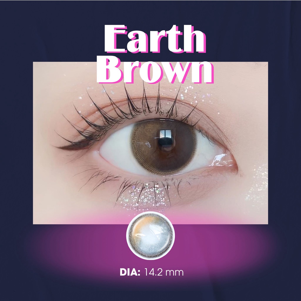 Kính áp tròng THUY LENS cho mắt cận màu olive có viền độ cận từ 0 - 8 Bar Earth Brown