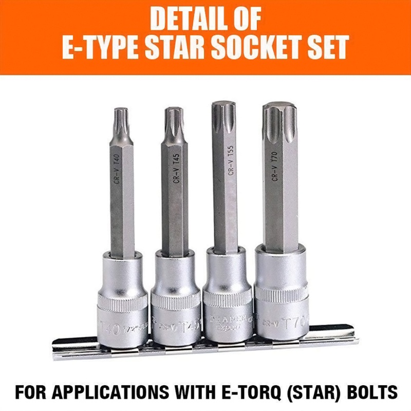 Bộ Ổ Cắm Mô Men Xoắn E4 - E20 E TORX 1 / 4 &quot;3 / 8&quot; Chất Lượng Cao