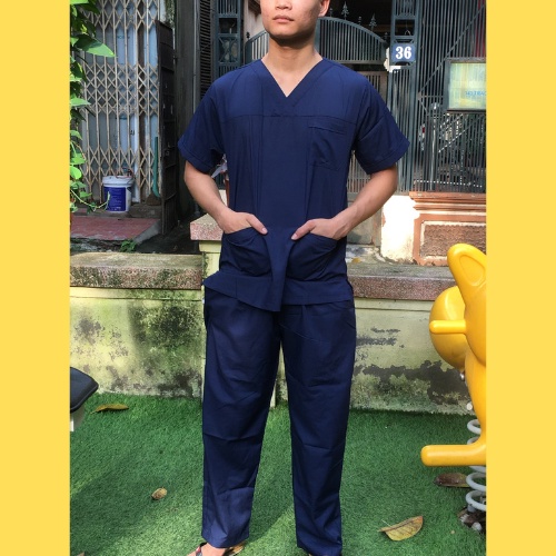 Bộ scrubs bác sĩ, quần áo y tế xanh navy nam, nữ các size S M L XL