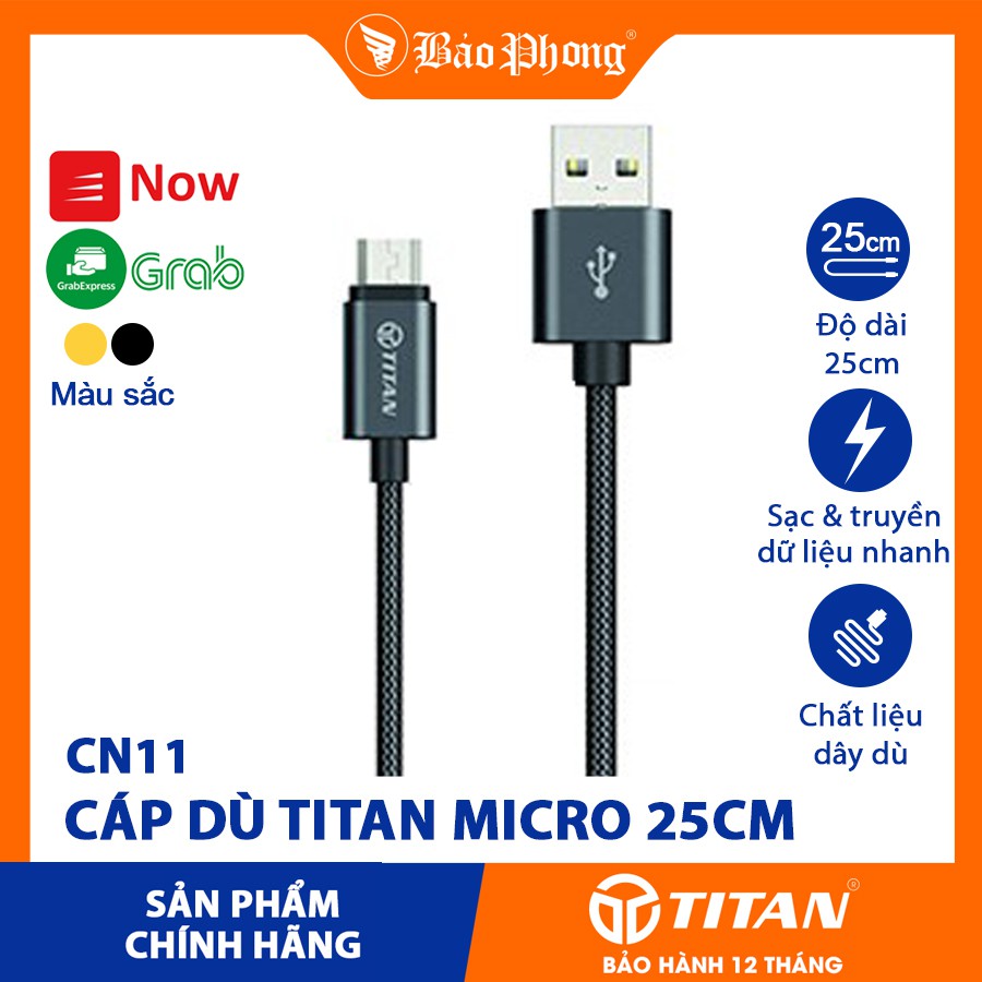 Cáp Ngắn 25cm Dây Dù Chân Micro TITAN - CN11 (BẢO HÀNH 12 THÁNG)