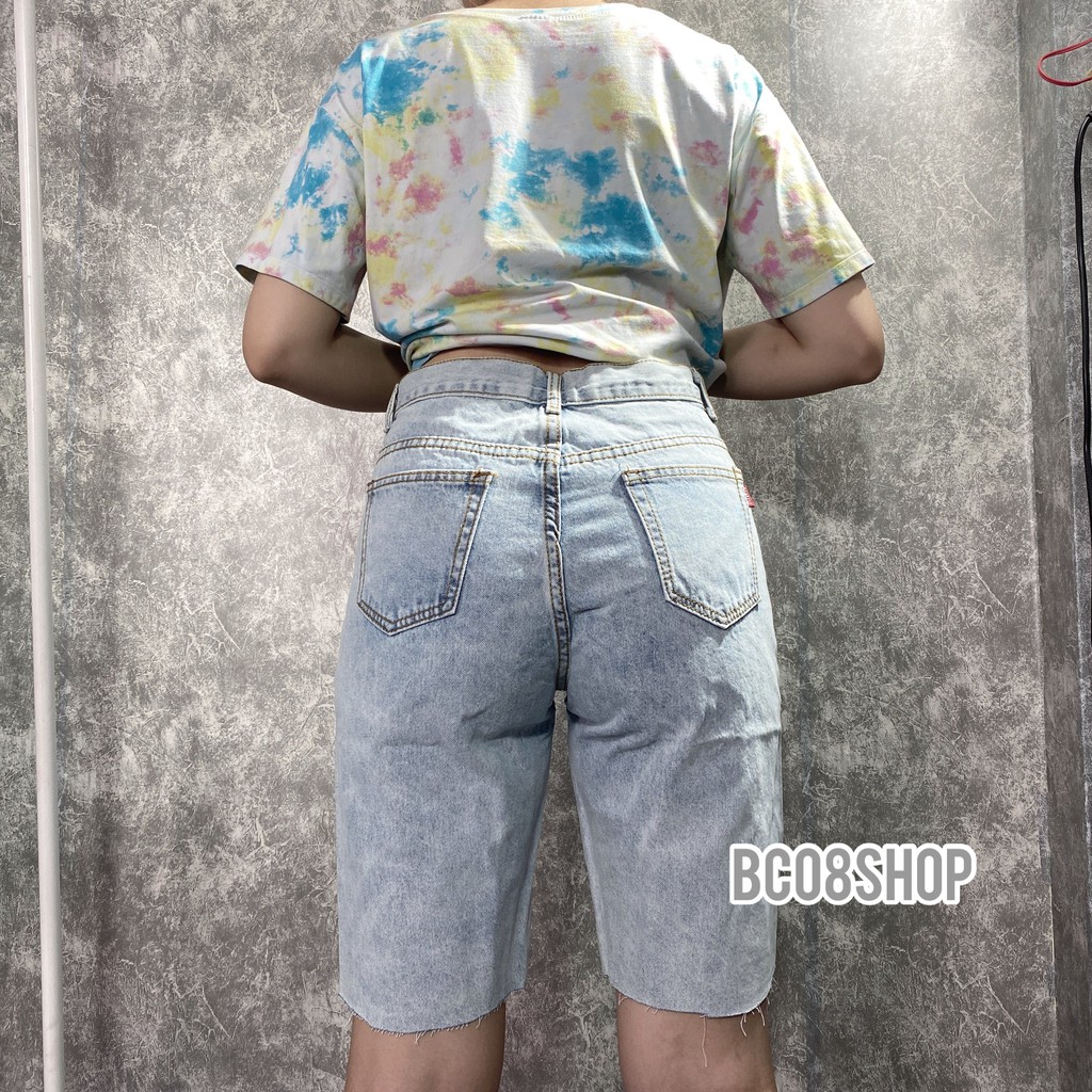 Quần short jean ngố trơn đơn giản BC307