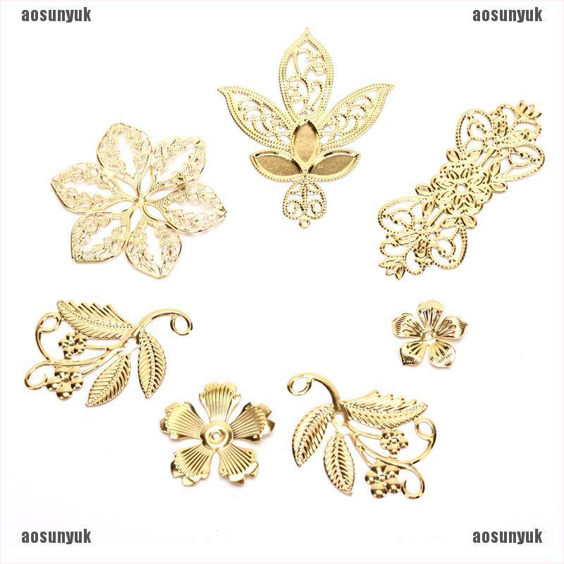 Set 50 lá kim loại hình lá phong cách vintage dùng làm đồ thủ công diy