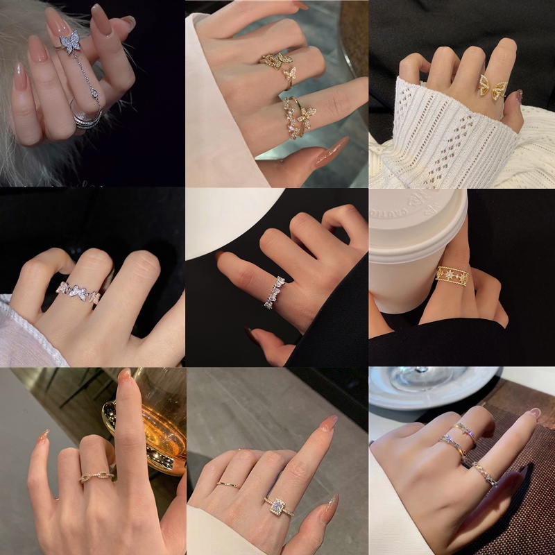 Bộ Nhẫn Đeo Ngón Tay Có Thể Điều Chỉnh Kích Thước Phong Cách Hàn Quốc