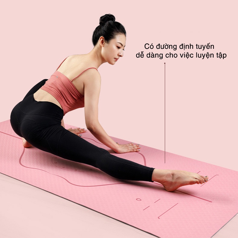 Thảm tập Yoga định tuyến 8mm TPE cao cấp, êm ái, không mùi, chống trượt tặng kèm túi đựng DT-SPOST