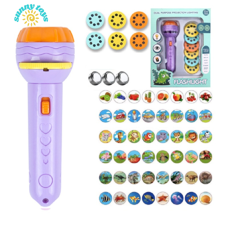 Đồ chơi đèn pin chiếu hình -10 đĩa 8 hình ngộ nghĩnh, đáng yêu để bé thỏa sức sáng tạo, khám phá