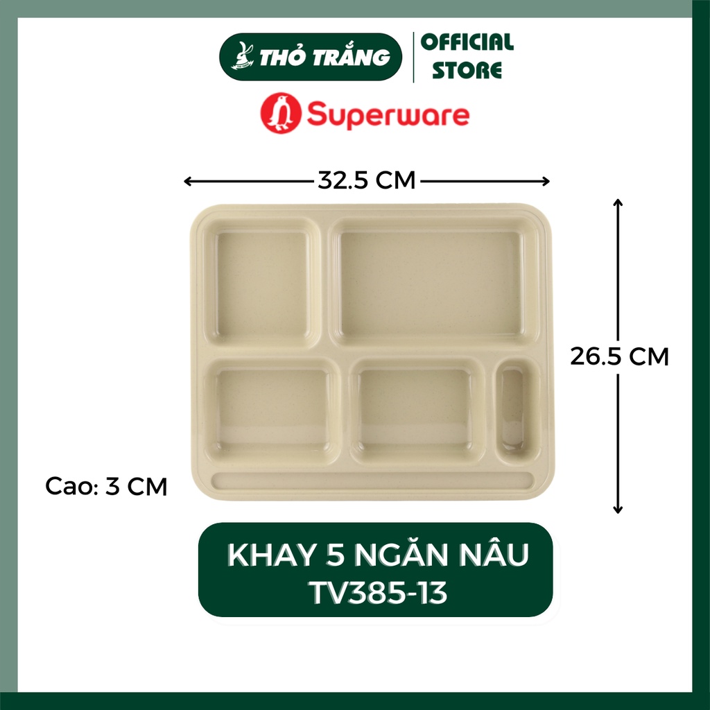 Khay 5 ngăn TV385-13 Srithaisuperware Thái Lan để cơm phần rất tiện lợi nhiều màu sắc