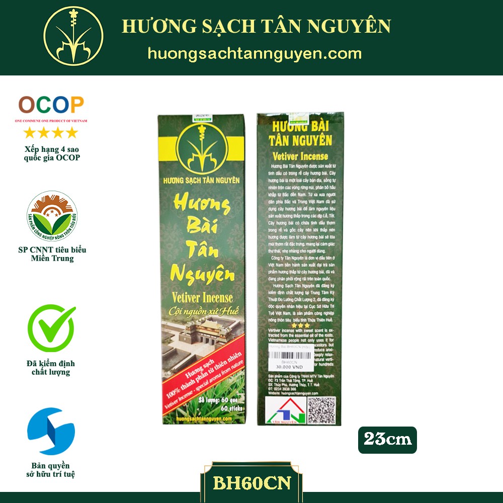 Nhang Bài hộp giấy 60 que BH60C - HƯƠNG SẠCH TÂN NGUYÊN