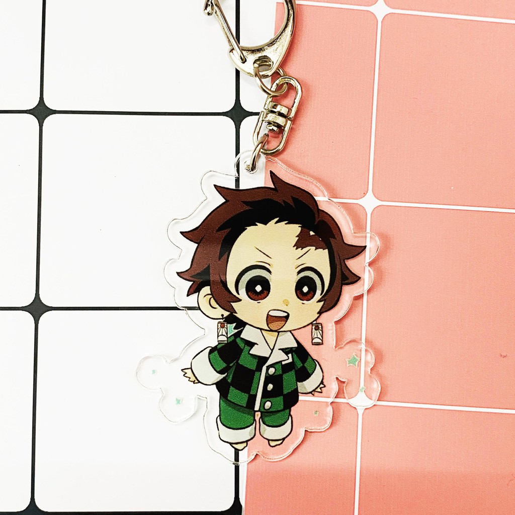 ( Mica trong acrylic ) Móc khóa Kimetsu no Yaiba Thanh gươm diệt quỷ ver mặc đồ ngủ anime chibi