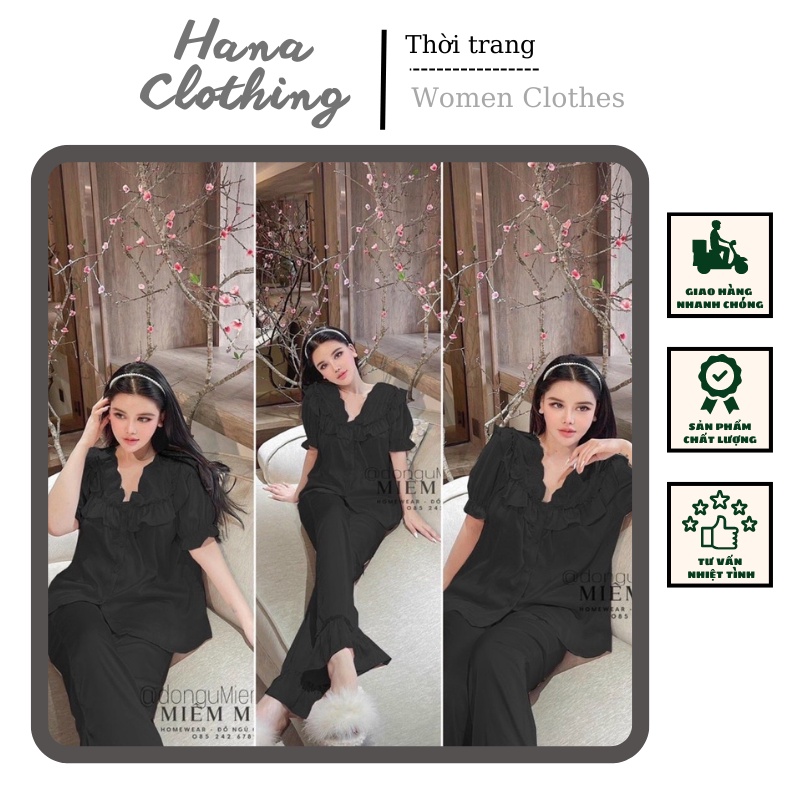 Set Đồ Ngủ Nữ 2 món Vải Latin Mềm Mịn Tiểu Thư Sang Trọng🌸Dài/Cộc
