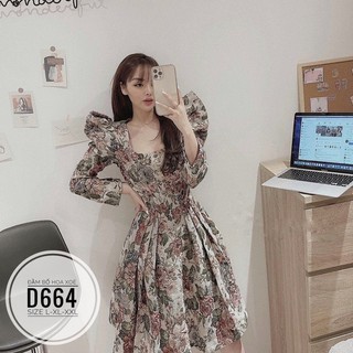 Bigsize Đầm bố hoa xoè D664