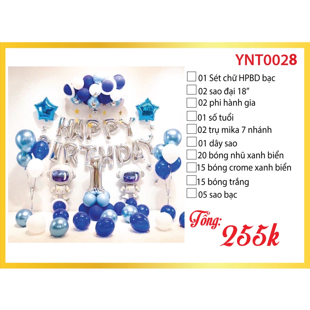 Sét trang trí sinh nhật cho bé trai chủ đề phi hành gia nhiều chi tiết rẻ đẹp, YẾN NHI SHOP