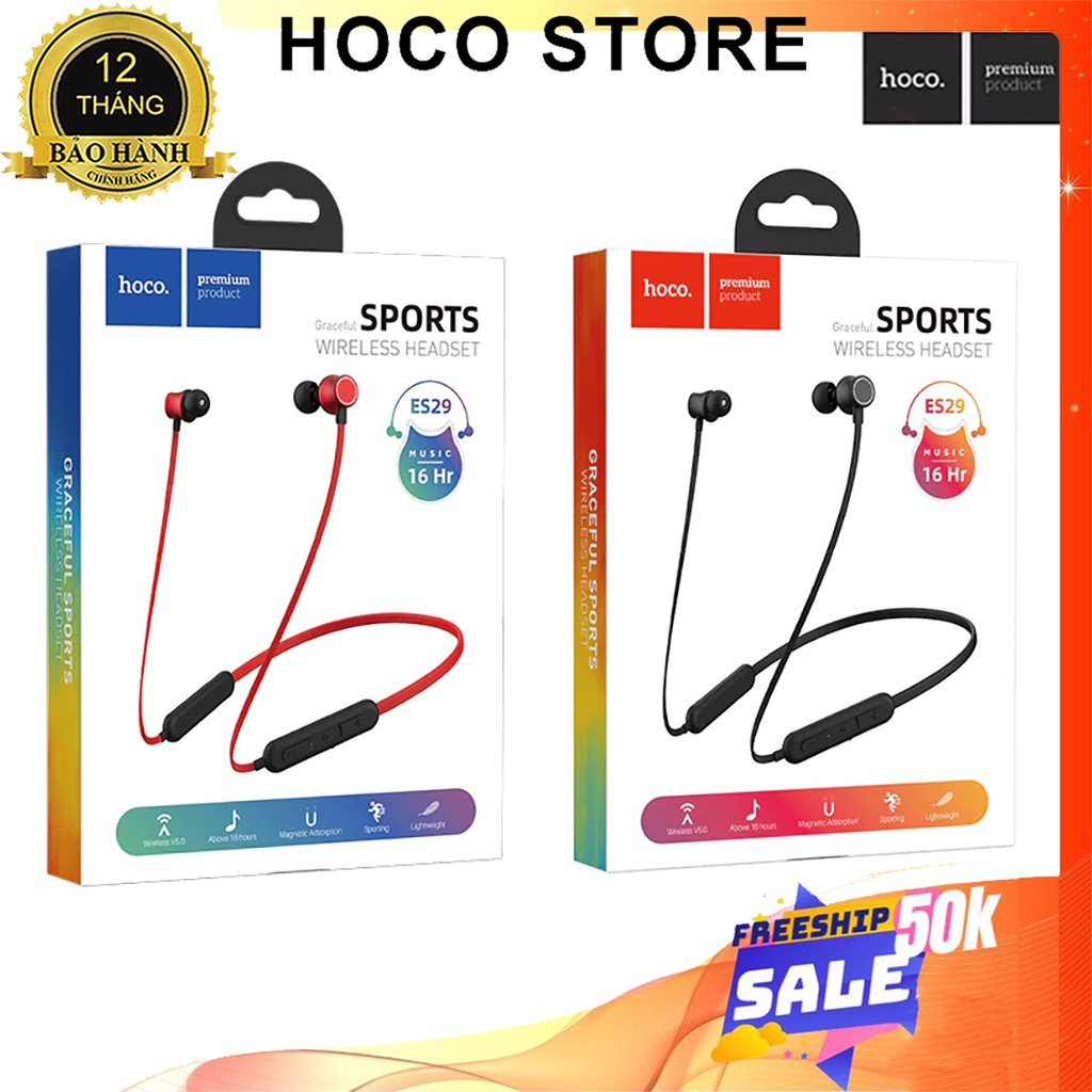 ⚡NowShip⚡ Tai Nghe Thể Thao Âm Thanh Hay Bluetooth Hoco ES29 Chính Hãng cho IPhone IPad và Android...