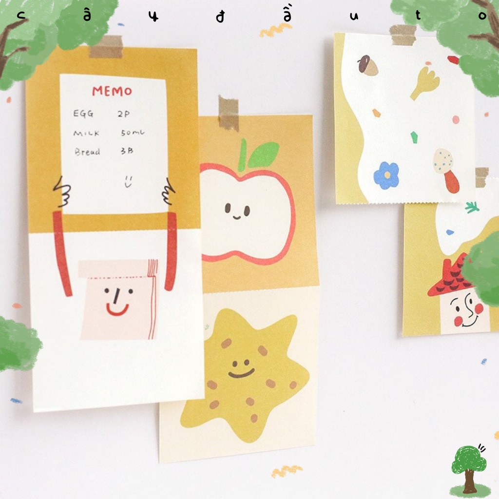 Bộ 24 Giấy Ghi Chú Memo Note Có Cắt Sẵn Cây Đầu To