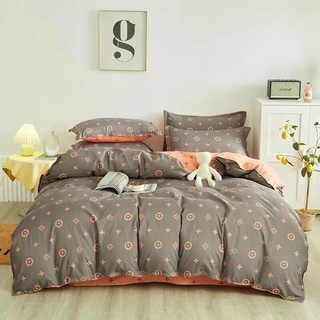 Bộ chăn ga gối Cotton Poly LV Nâu nhập khẩu