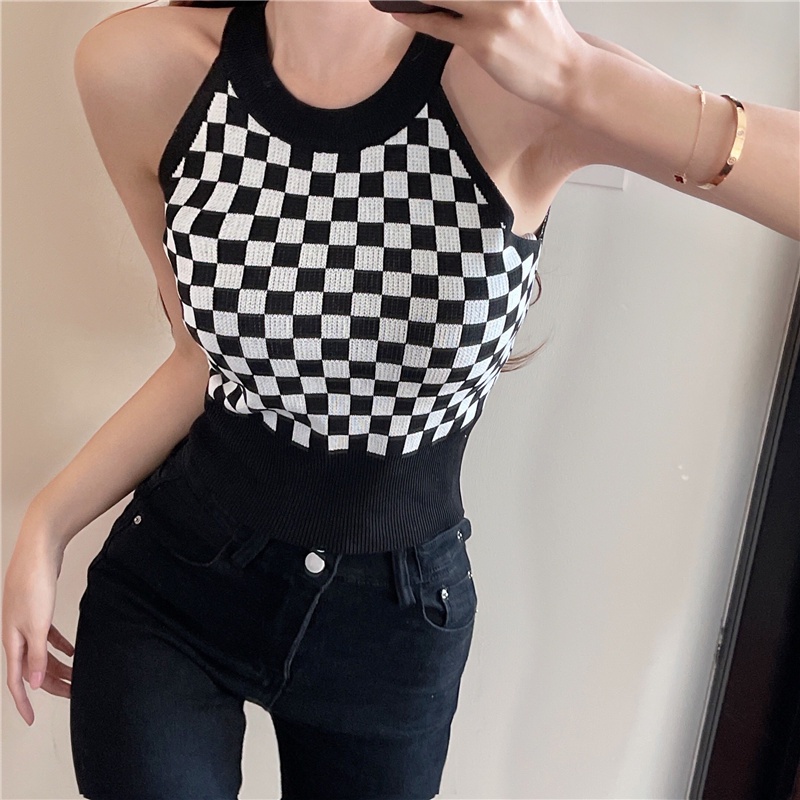 Áo hai dây ZHELIHANGFEI vải dệt kim hở rốn gợi cảm dễ phối đồ cho nữ