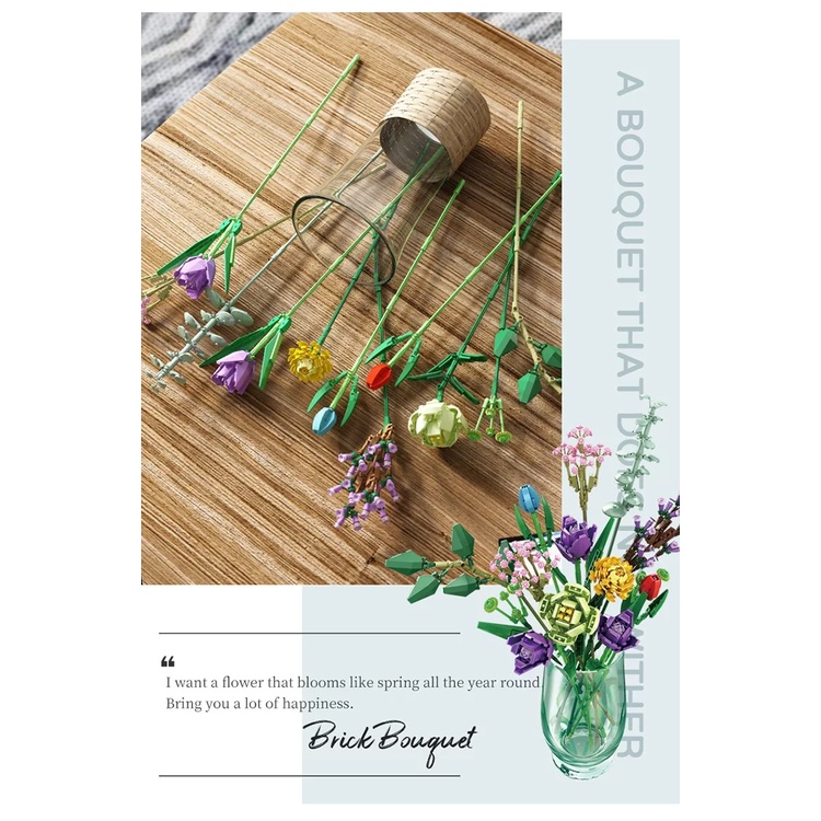 Bộ đồ chơi lắp ráp hoa, bó hoa hồng -655001