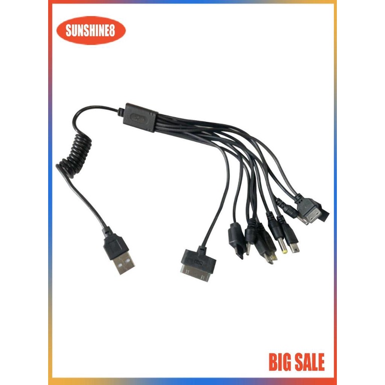 【SUN】10 in 1 Universal Portable Lightweight Multi Functions USB Charging Cable