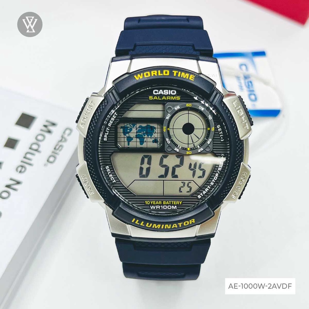 Đồng Hồ Điện Tử Nam Casio WATCHSTORE AE-1000W-2A Thiết Kế Mặt Kính 43.8mm, Dây Đeo Và Vỏ Nhựa Đen Bền Bỉ