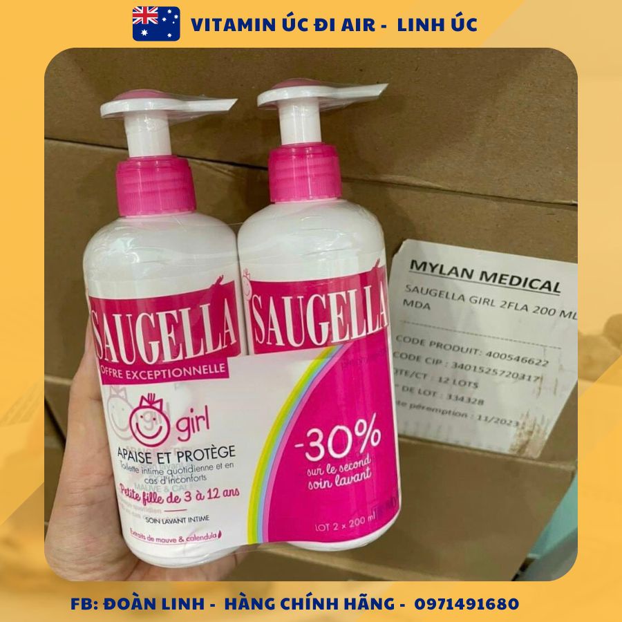Dung dịch vệ sinh bé gái saugella, Dung dịch vệ sinh bé gái Saugella hàng chính hãng Pháp