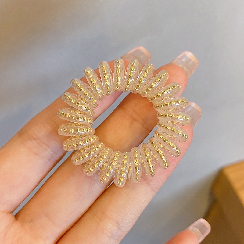 Dây cột tóc/ vòng tay dạng dây điện thoại trong suốt hai cách dùng phong cách Hàn Quốc