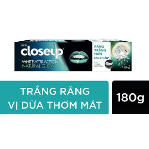 KEM ĐÁNH RĂNG CLOSE UP - White Attraction Natural Glow 180g (Dừa + Than Hoạt Tính)
